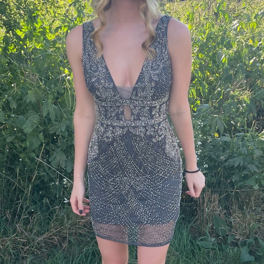 Embroidered Beaded Homecoming Dress - Primavera Couture Gipper Prom Size 0